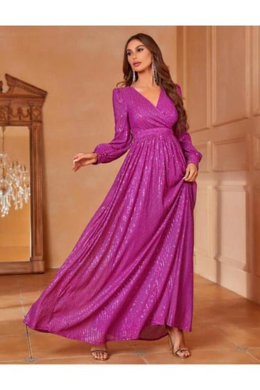 فستان سهرة نسائي فوشيا لامع من styling-park - أصلي