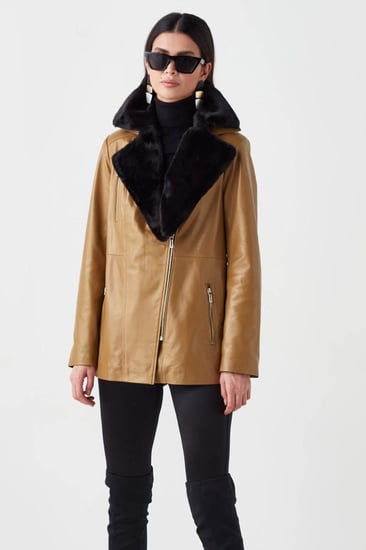 معطف واق من المطر للنساء من الجلد الطبيعي من DERIZA