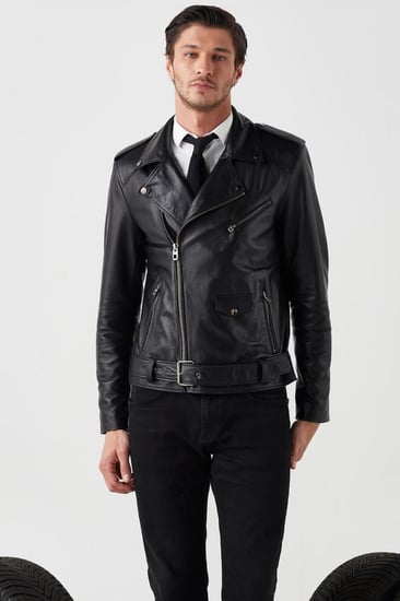 سترة جاك لراكبي الدراجات النارية من الجلد الطبيعي باللون الأسود من DER