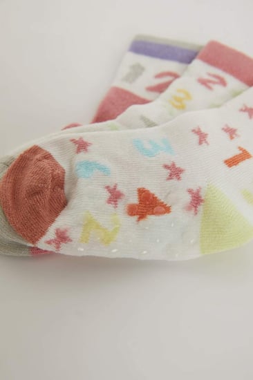 جوارب قطنية طويلة بدون خياطة للفتيات الصغيرات  3 قطع