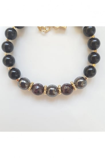 سوار اكسسوار نسائي من احجار العقيق و الهيماتيت من Artaril -أصلي