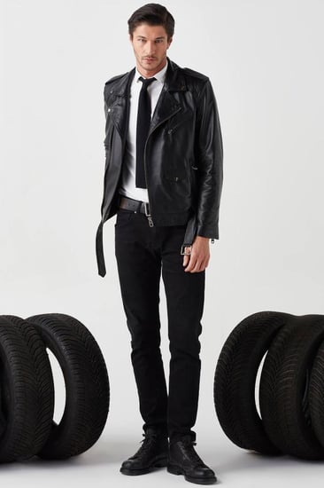 سترة جاك لراكبي الدراجات النارية من الجلد الطبيعي باللون الأسود من DER