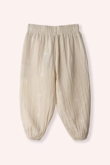 بنطلون موسلين مطبوع للبنات الصغار - راحة وأناقة يومية - PANCO - تركي أصلي