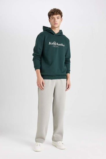 بنطال رياضي سميك للرجال ذو قصة مريحة باللون الرمادي وثلاثة جيوب وأرجل