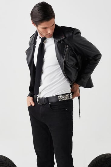 سترة جاك لراكبي الدراجات النارية من الجلد الطبيعي باللون الأسود من DER