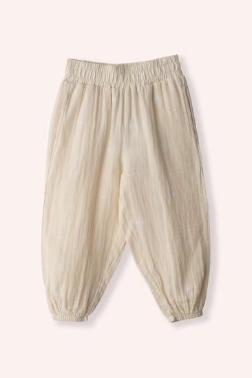 بنطلون موسلين مطبوع للبنات الصغار - راحة وأناقة يومية - PANCO - تركي أصلي