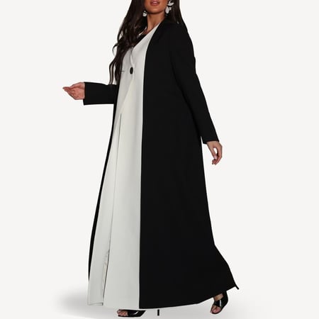 AB0028 – عباية بليزر فيست أسود مع أبيض