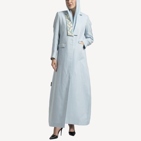 AB0043 – عباية بليزر لينن بياقة شك