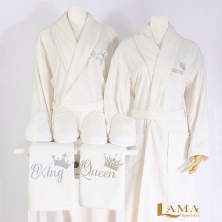 طقم WEDDINGنفرين قطن ناعم نقش أرواب فاخرة ملكي