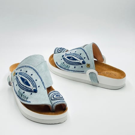 حذاء ربل طبي مطرز صوف كتان