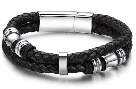 اسوارة رجالية فخمة جلد وستيل