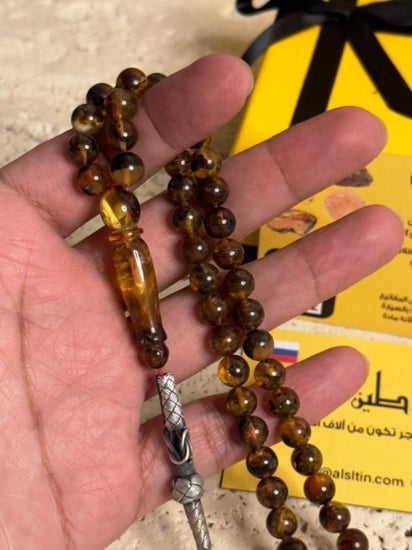 سبحه كهرمان حر شوائب طبيعية
