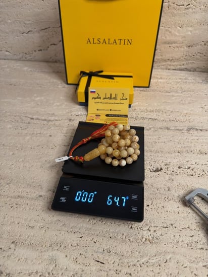 سبحه كهرمان حر شوائب طبيعية مع شكة تفاصل يدوي