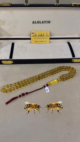 سبحه كهرمان حر حشرات طبيعية