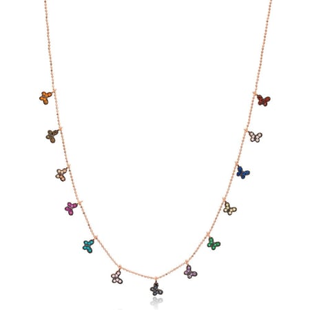 عقد الفراشات الملونة ذهبي اللون بتصميم يخطف الأنظار مرصع بحبات الزيركون اللامعة ومطلي بالذهب -من مجموعة نفيس هدايا مجوهرات هدية نسائية فاخرة 7134