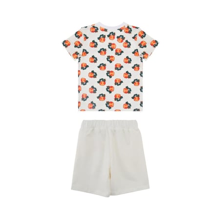 بلوزة اكمام قصيرة و شورت سادة أبيض و مشمشي