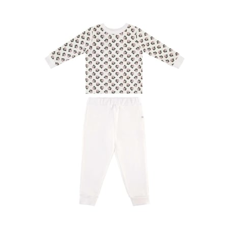 بلوزة اكمام طويلة و بنطلون سادة أبيض و ليلكي