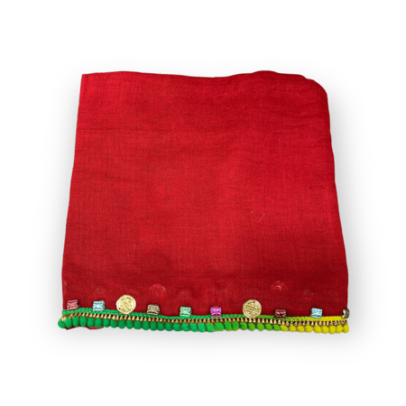 طرحة عسيري قطن احمر