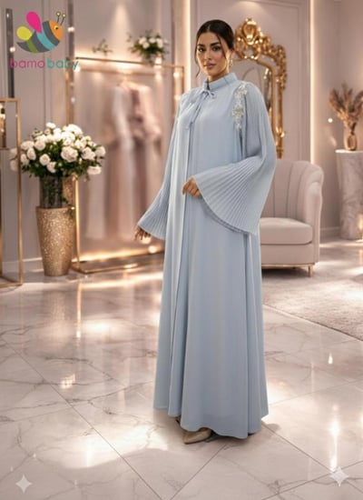 روب شيفون بليسية بتطريز فاخر