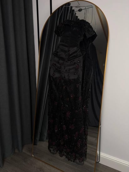 فستان اسود سهره تطريز على دانتيل