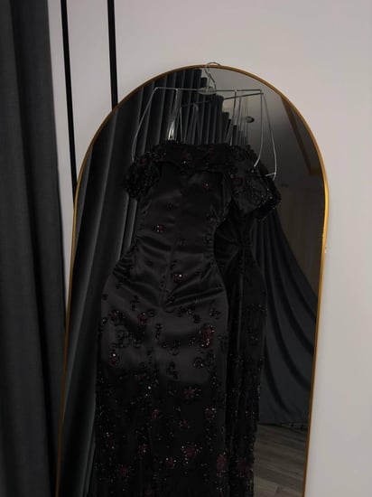 فستان اسود سهره تطريز على دانتيل