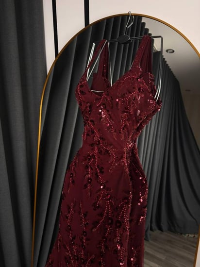 فستان عودي سهره تطريز