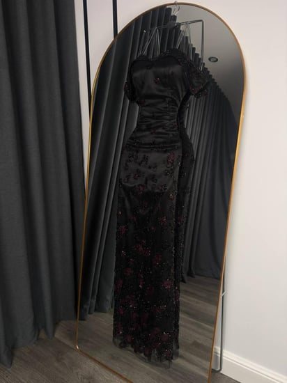فستان اسود سهره تطريز على دانتيل
