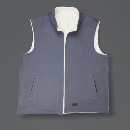 صديرية  دبل فيس رجالي رصاصي أبيض