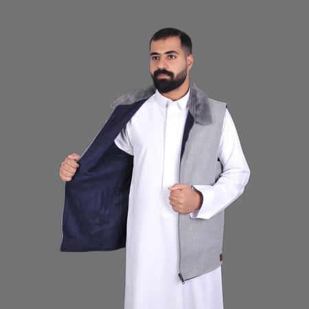 سديري شتوي رجالي لون رصاصي