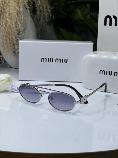 نظارة - MIU MIU اطار فضي - عدسه مدرج