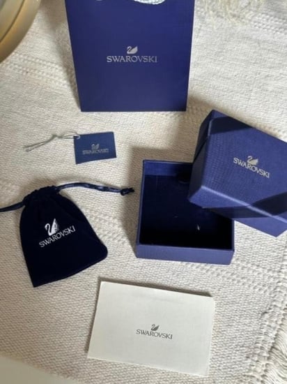 سلسال البطه فضي كريستالة - أزرق SWAROVSKI