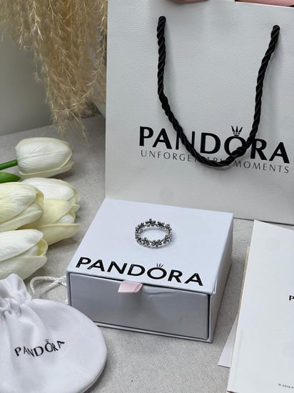 خاتم باندورا PANDORA فضي كرستالة فضي