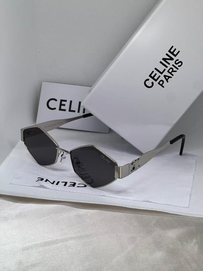 نظارة CELINE اطار فضي عدسه اسود ( سداسي )