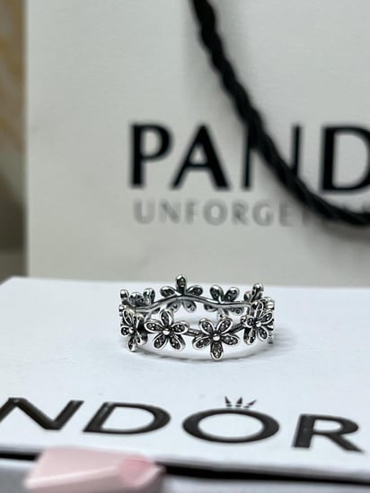 خاتم باندورا PANDORA فضي كرستالة فضي