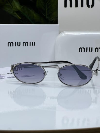 نظارة - MIU MIU اطار فضي - عدسه مدرج