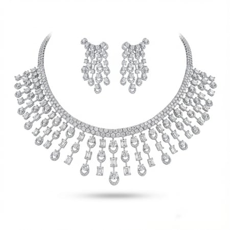 طقم ذهب ابيض و الماس عيار18