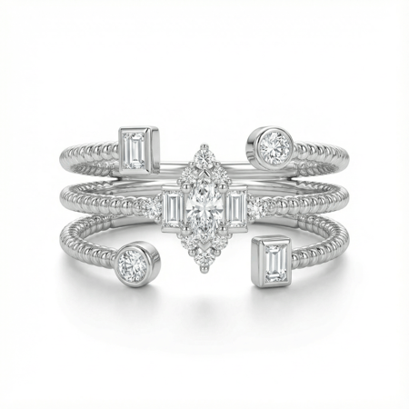 خاتم ذهب أبيض والماس