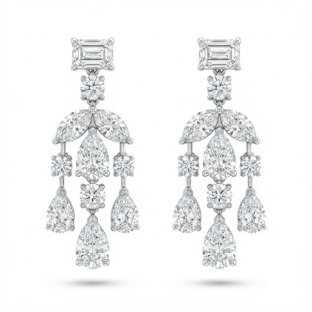 حلق الماس ذهب ابيض عيار18