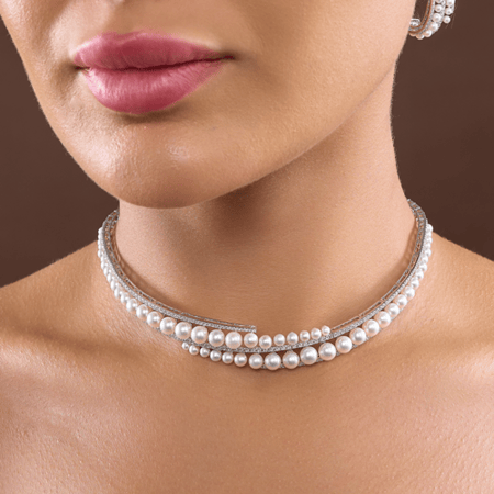 عقد الماس ذهب ابيض عيار18