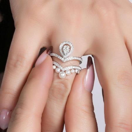 خاتم توينز ذهب أبيض والماس