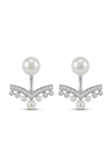 حلق لؤلؤ ذهب ابيض عيار18