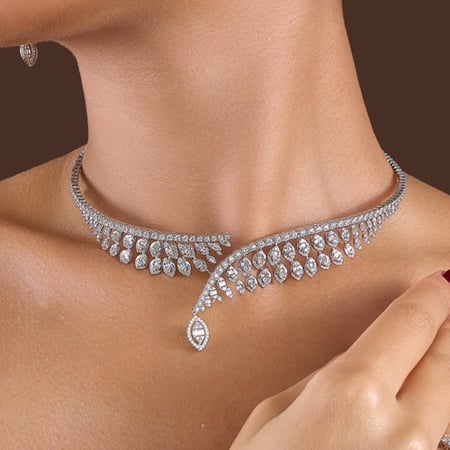 عقد الماس ذهب ابيض عيار18