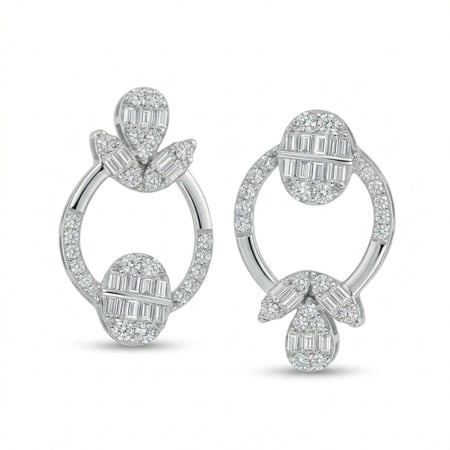 حلق ذهب ابيض والماس