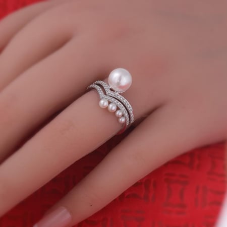 خاتم  توينز ذهب ابيض والماس عيار 18