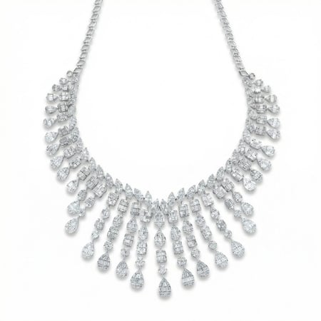 طقم ذهب ابيض والماس عيار18