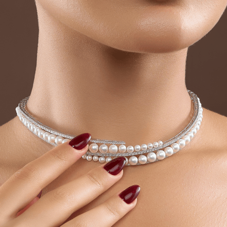عقد الماس ذهب ابيض عيار18