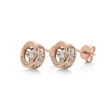 حلق الماس ذهب روز جولد عيار18