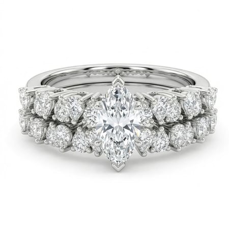 خاتم توينز الماس ذهب ابيض عيار18