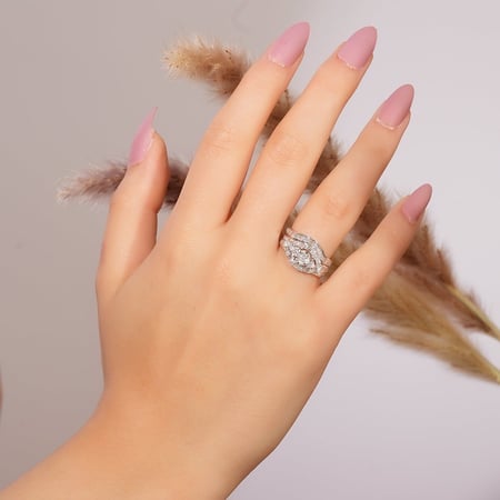 خاتم توينز ذهب أبيض والماس