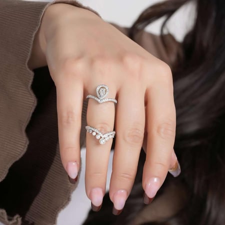 خاتم توينز ذهب أبيض والماس